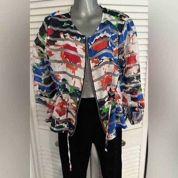 Ruby Rd. Petite size 8 burnt floral designed sheer jacket with waist cinch - Picture 12 of 12